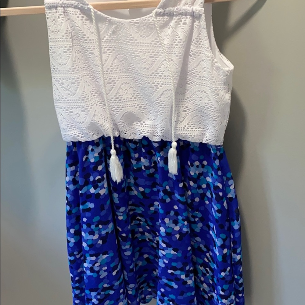 girls white and blue dress